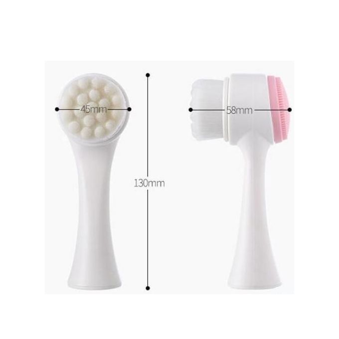 Electric Facial Cleansing Message Brush Pink/White 13cm - Image 3