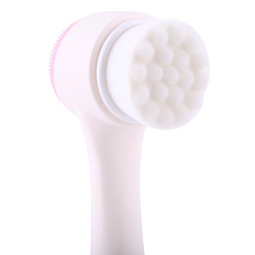 فرشاة بلاستيكية بوجهين لتنظيف الوجه وتنعيمه وردي فاتح / أبيض - Image 4