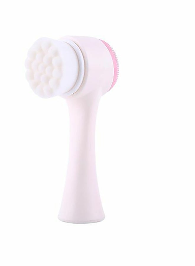 فرشاة بلاستيكية بوجهين لتنظيف الوجه وتنعيمه وردي فاتح / أبيض - Image 1