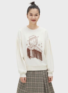 SEMIR Printed Long Sleeves Sweatshirt White  - Image 1
