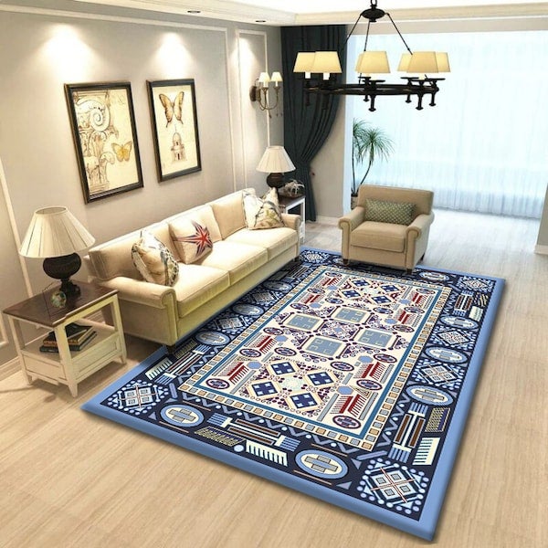 Simple Living Room Bedroom Floor Mat Blue 40x60(WxL)cm - Image 3