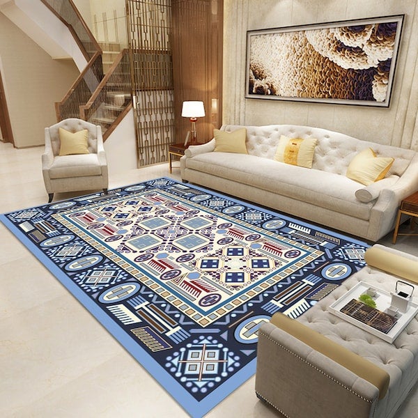 Simple Living Room Bedroom Floor Mat Blue 40x60(WxL)cm - Image 5