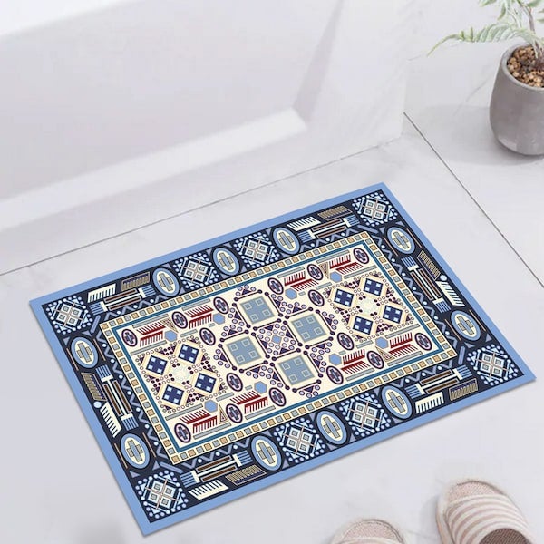 Simple Living Room Bedroom Floor Mat Blue 40x60(WxL)cm - Image 4