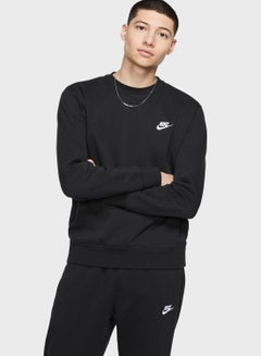 Nike Logo Detail Club Sweatshirt Black  - Image 3