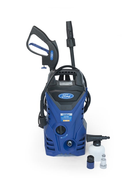 Ford 120 Bar Electric Pressure Washer With 5 Meter Hose & Soap Dispenser, Compact Design 1500 Watt Pressure Washer, Pressure Washer For Car, Home & Garden, Blue, F2.1 Blue/Black 27x46x26cm