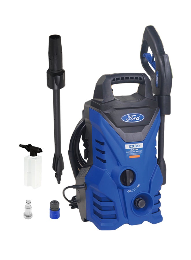 Ford - Ford 120 Bar Electric Pressure Washer With 5 Meter Hose & Soap Dispenser, Compact Design 1500 Watt Pressure Washer, Pressure Washer For Car, Home & Garden, Blue, F2.1 Blue/Black 27x46x26cm - Image 1