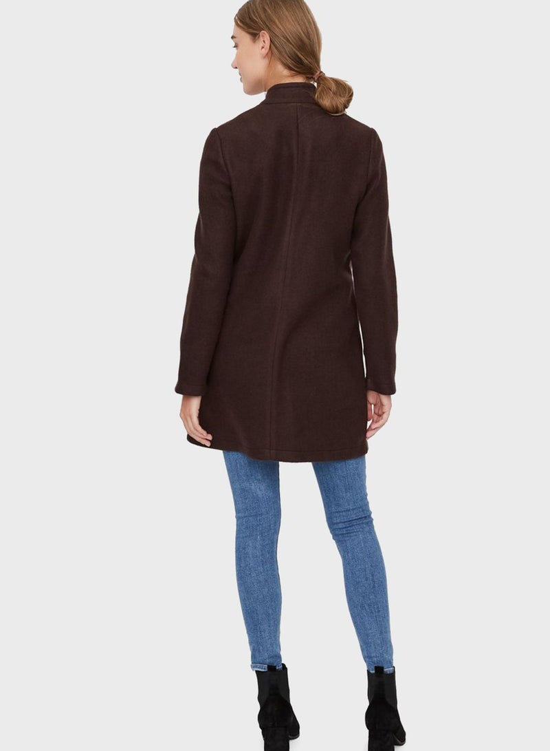 VERO MODA Longline Coat Dark Brown - Image 2