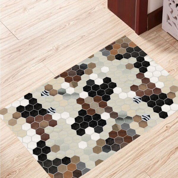 1-Piece Rectangle Simple Geometry Print Anti-Skidding Floor Mat Multicolour 40x60cm - Image 3