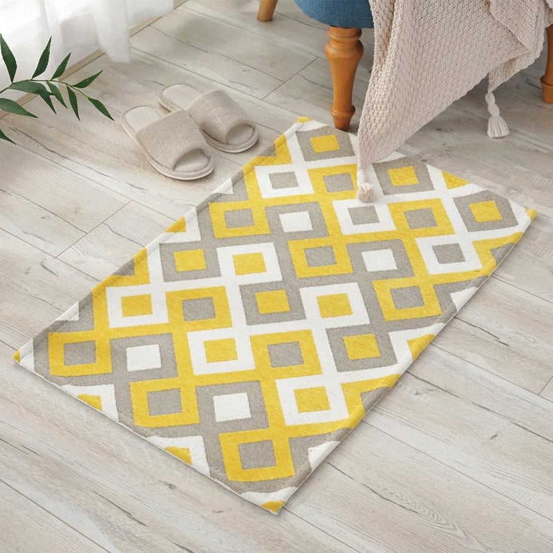 1-Piece Geometric Pattern Modern Style Carpet Yellow 50x80cm - Image 1