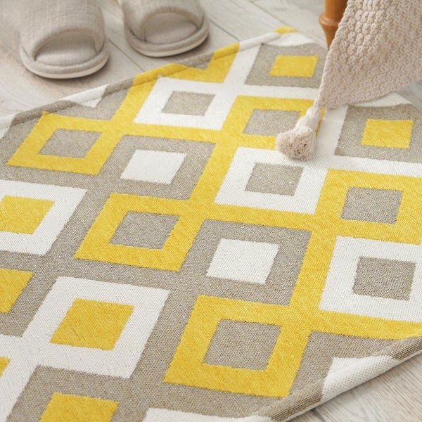 1-Piece Geometric Pattern Modern Style Carpet Yellow 50x80cm - Image 2