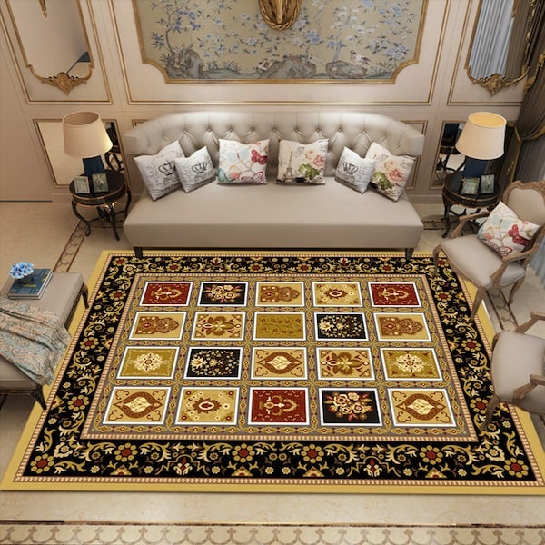 1-Piece Plaid Pattern Anti-Slip Vintage Carpet Multicolour 50x80cm  - Image 2