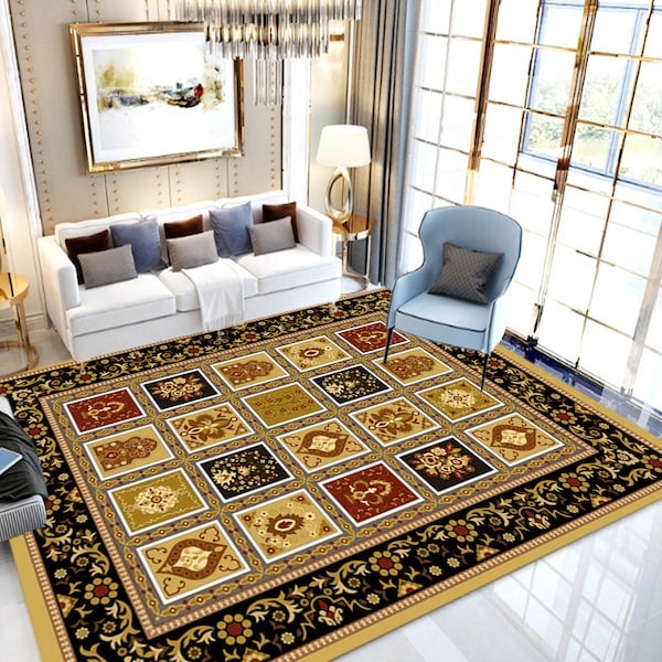 1-Piece Plaid Pattern Anti-Slip Vintage Carpet Multicolour 50x80cm  - Image 4