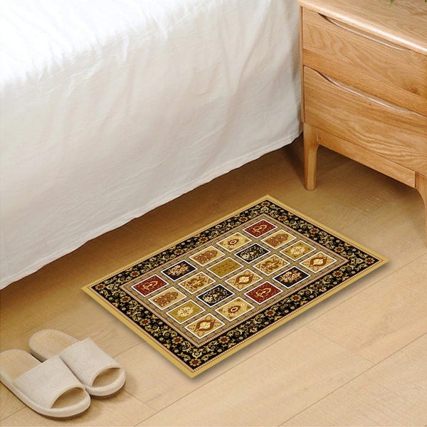 1-Piece Plaid Pattern Anti-Slip Vintage Carpet Multicolour 50x80cm  - Image 5
