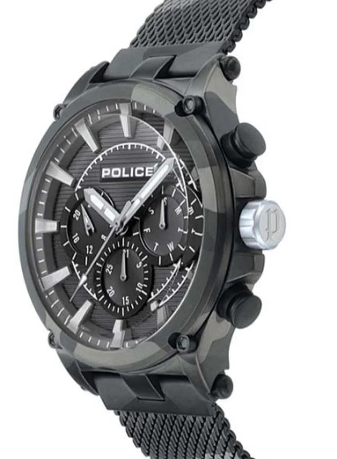 POLICE Taman Round Shape Stainless Steel Analog Wrist Watch 44 mm - Black - P 15920JSMB-02MM