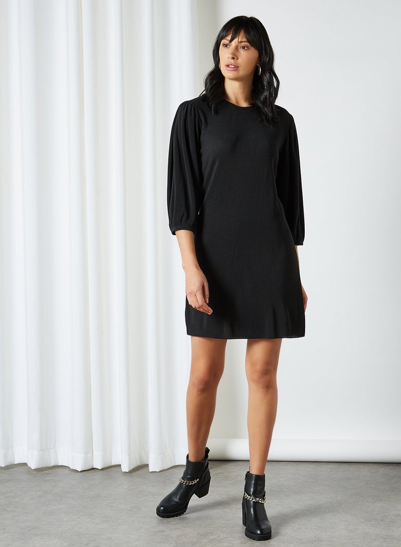 Jacqueline de Yong Solid Puffed Sleeve Dress Black  - Image 2