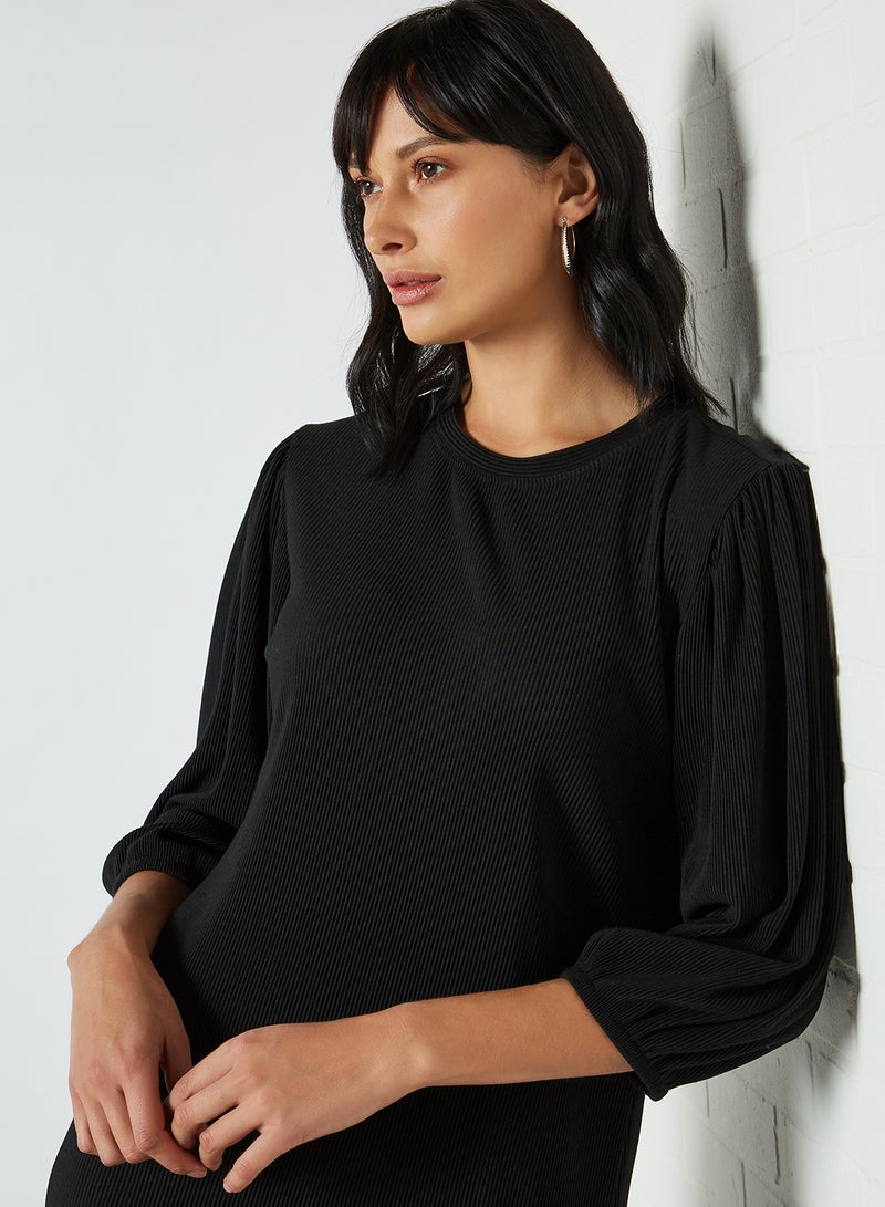 Jacqueline de Yong Solid Puffed Sleeve Dress Black  - Image 3