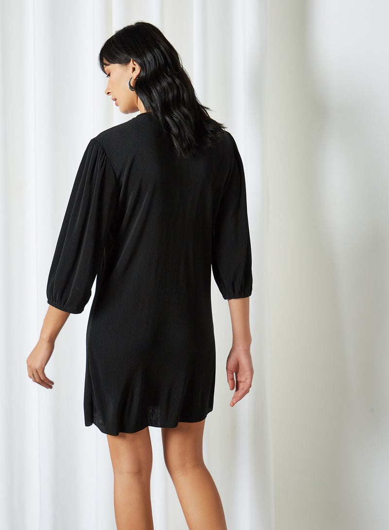 Jacqueline de Yong Solid Puffed Sleeve Dress Black  - Image 4
