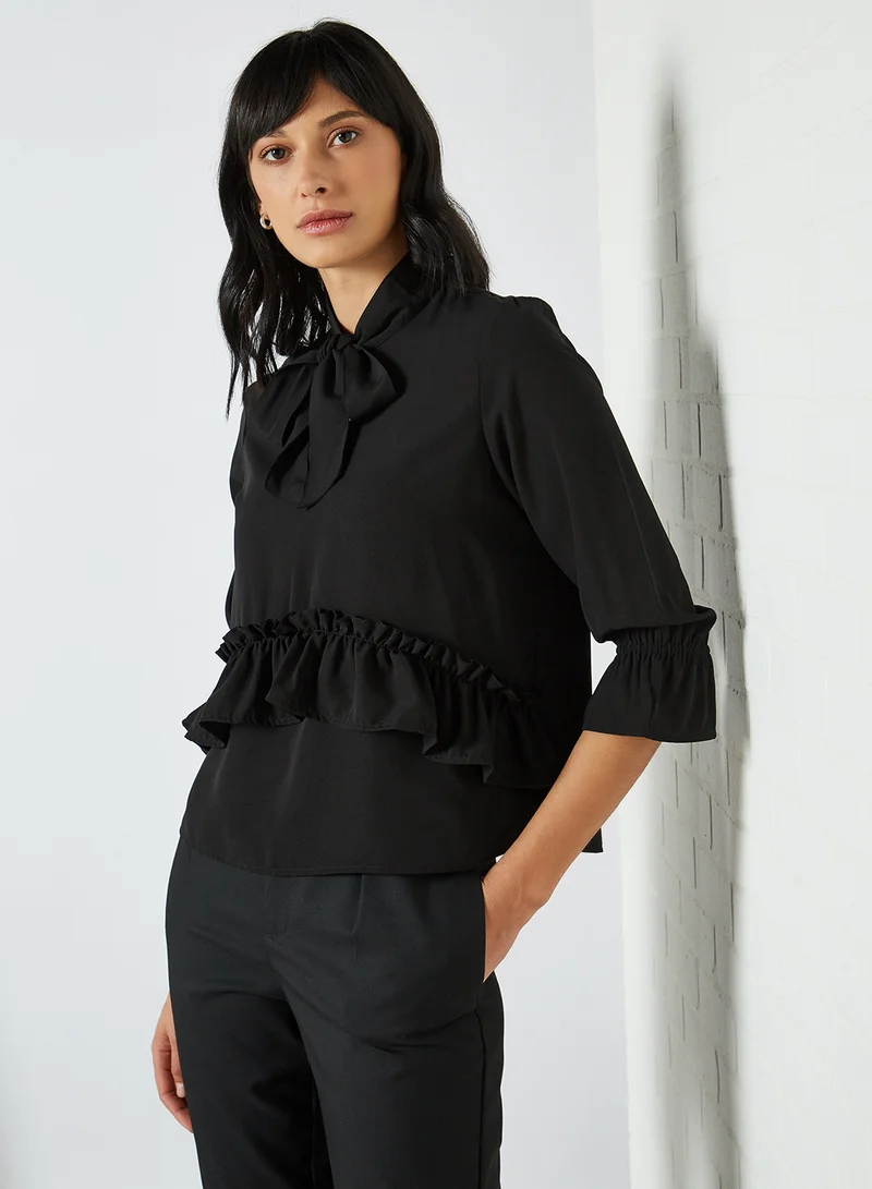 VERO MODA Neck Tie Ruffle Detailed Top