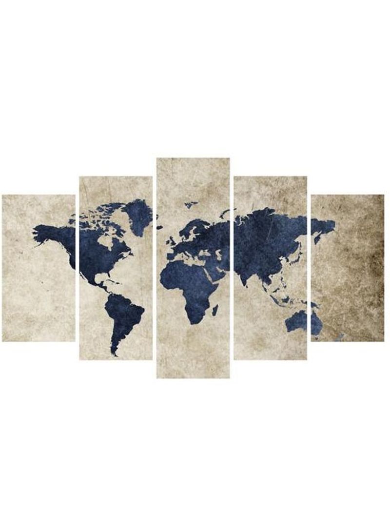 Fast Print 5-Piece Maps Design Framed Vinyl Tableau Multicolor 100x60cm 