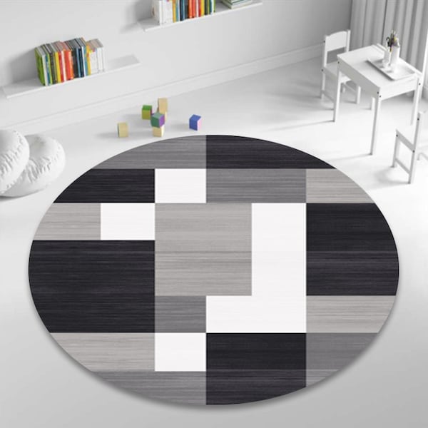 Lotus Print Simple Soft Living Room Mat Green Diameter 40cm  - Image 1