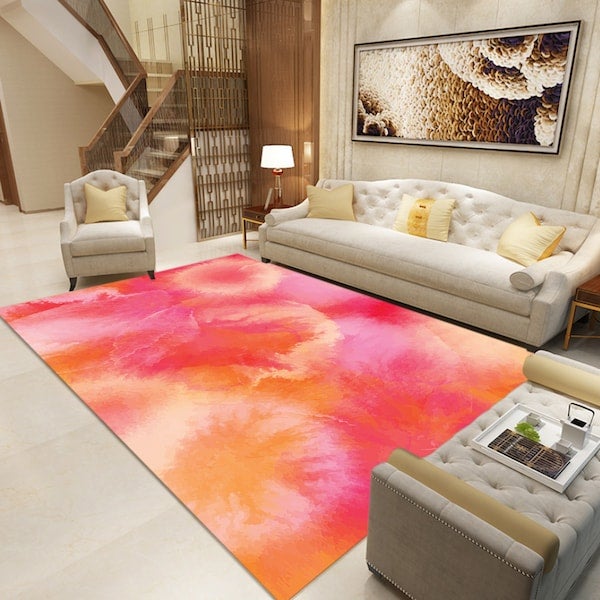 Mordern Abstract Printed Non Slip Door Mat Pink 40x60cm - Image 3