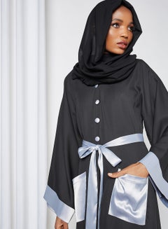 Colourblock Detail Abaya Black