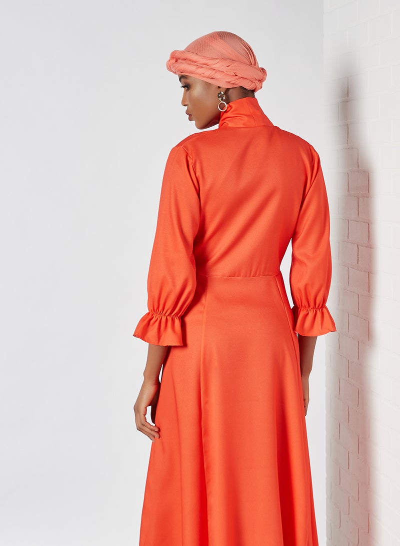 SIVVI for HANIYA High Tie-Up Neck Maxi Dress Orange  - Image 2