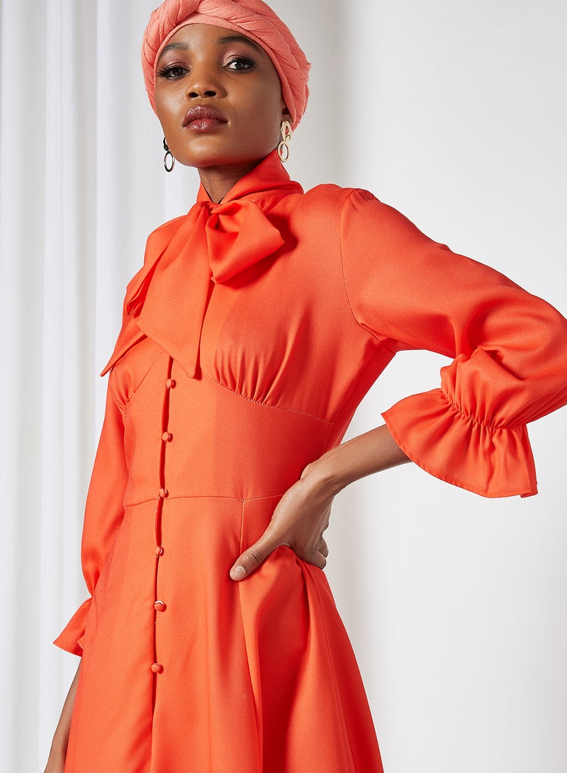 SIVVI for HANIYA High Tie-Up Neck Maxi Dress Orange  - Image 4