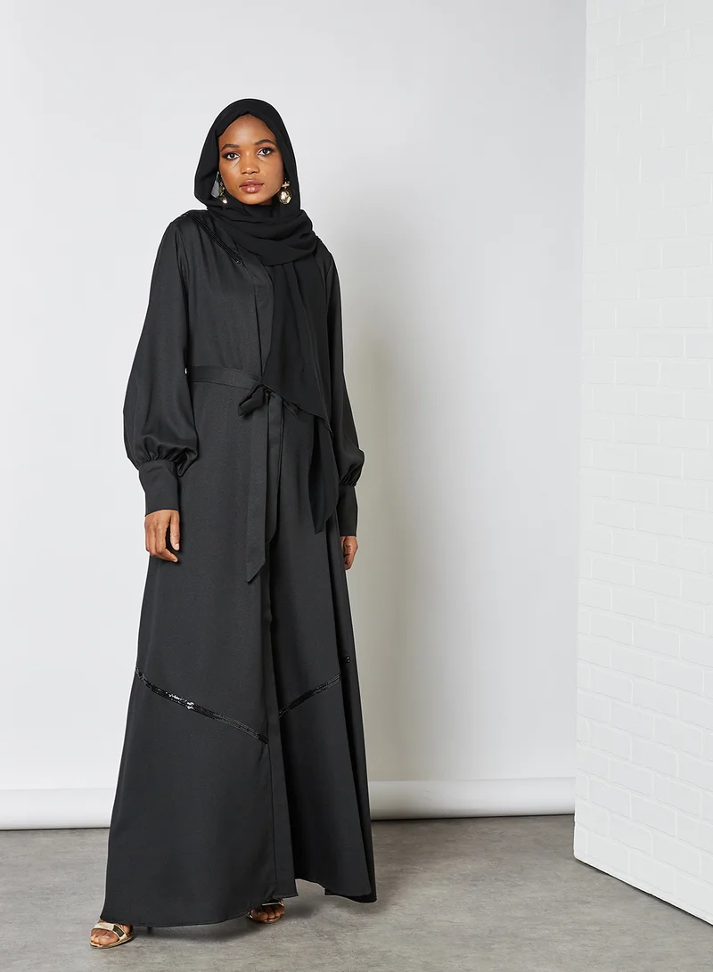 SIVVI for HANIYA Sequin Embellished Abaya Black