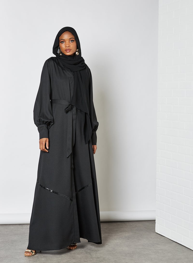 SIVVI for HANIYA - Sequin Embellished Abaya Black - Image 1