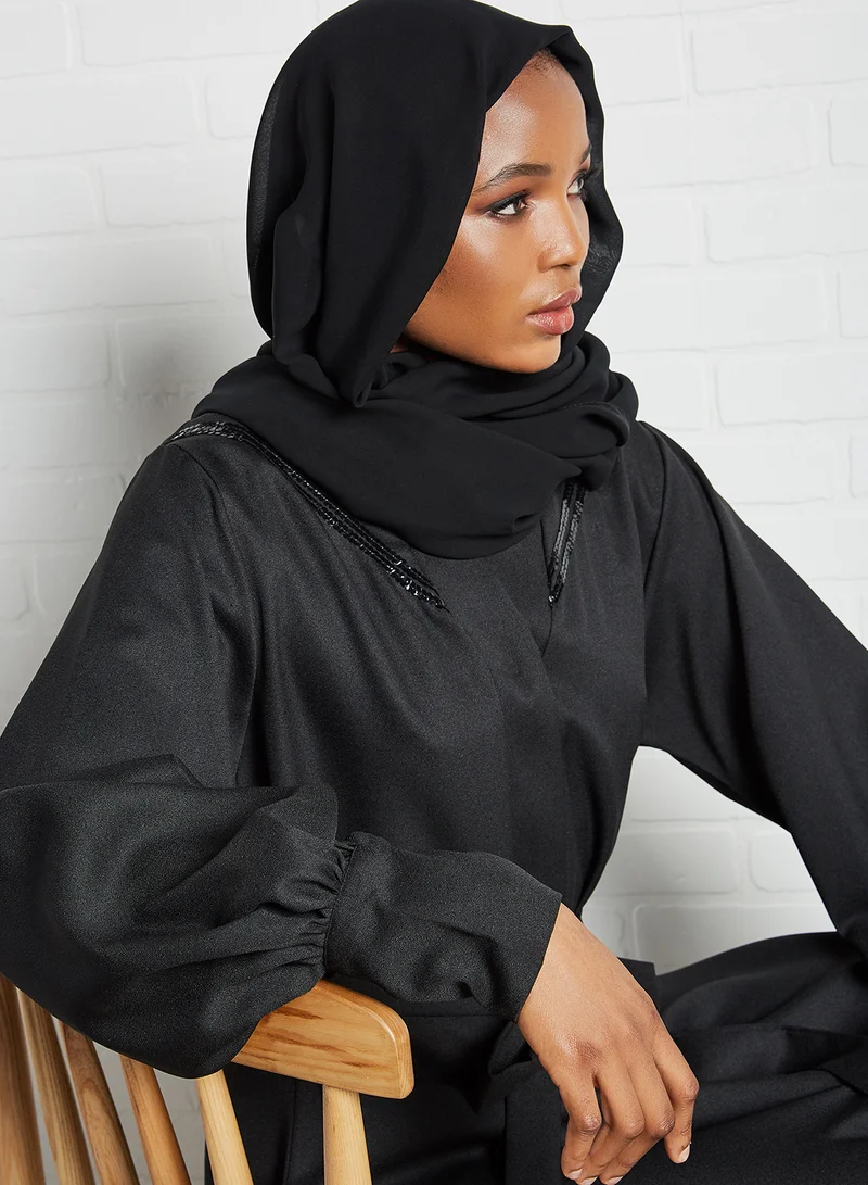 SIVVI for HANIYA Sequin Embellished Abaya Black