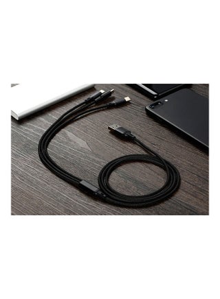 High Quality Nylon Braided Type C Lightning Micro USB Data Cable 3 In 1 Black - v1610173543/N43583907A_1