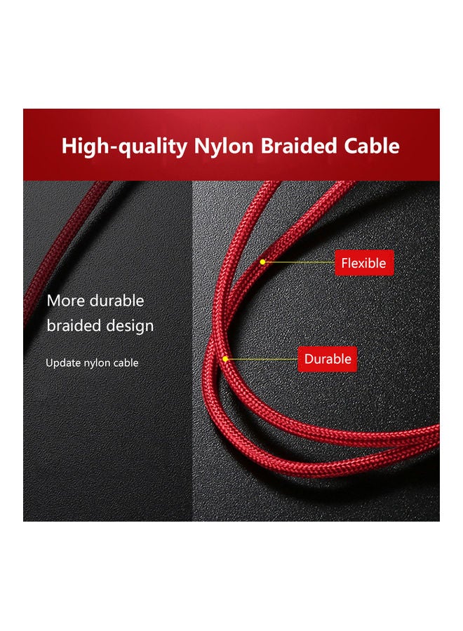 Generic - High Quality Nylon Braided Type C Lightning Micro USB Data Cable 3 In 1 Black - Image 1