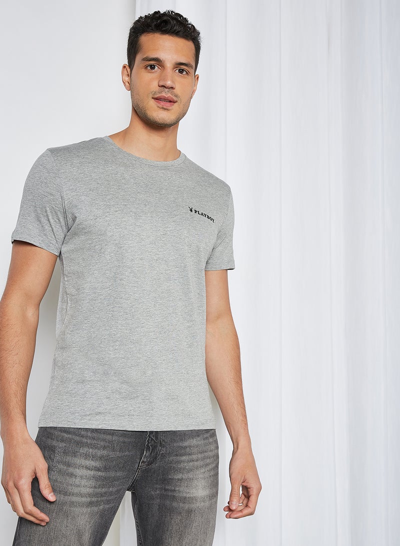 JACK & JONES - Playboy Graphic T-Shirt Light Grey - Image 1