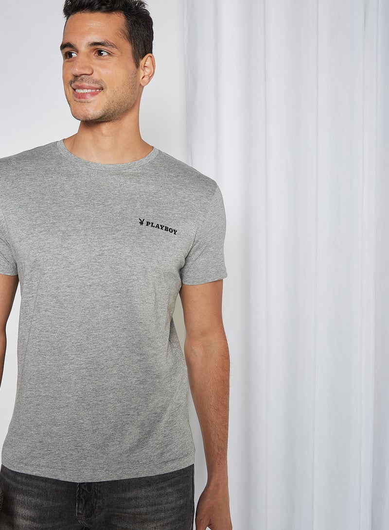 JACK & JONES - Playboy Graphic T-Shirt Light Grey - Image 1