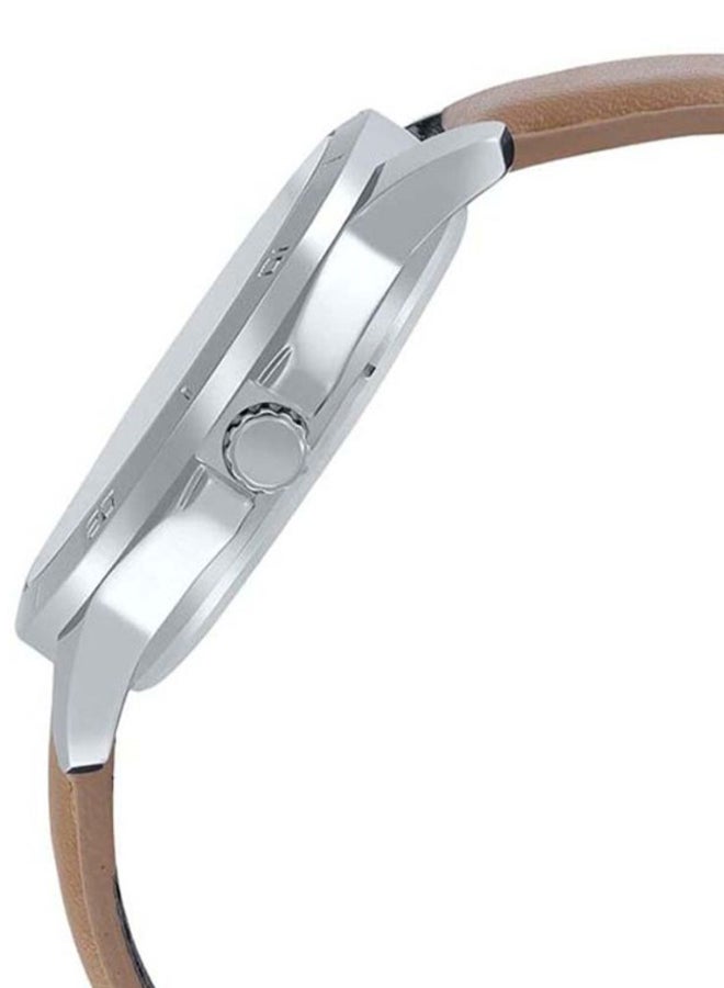 CASIO Men's Leather Analog Watch MTP-V004L-1B2 - Image 4