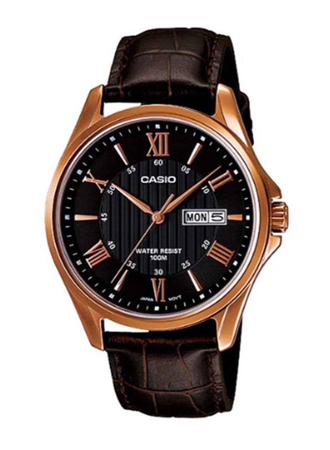 CASIO Men's Leather Analog Watch MTP-1384L-1AVDF - Image 1