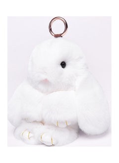Lovely Fluffy Rabbit Keychain White