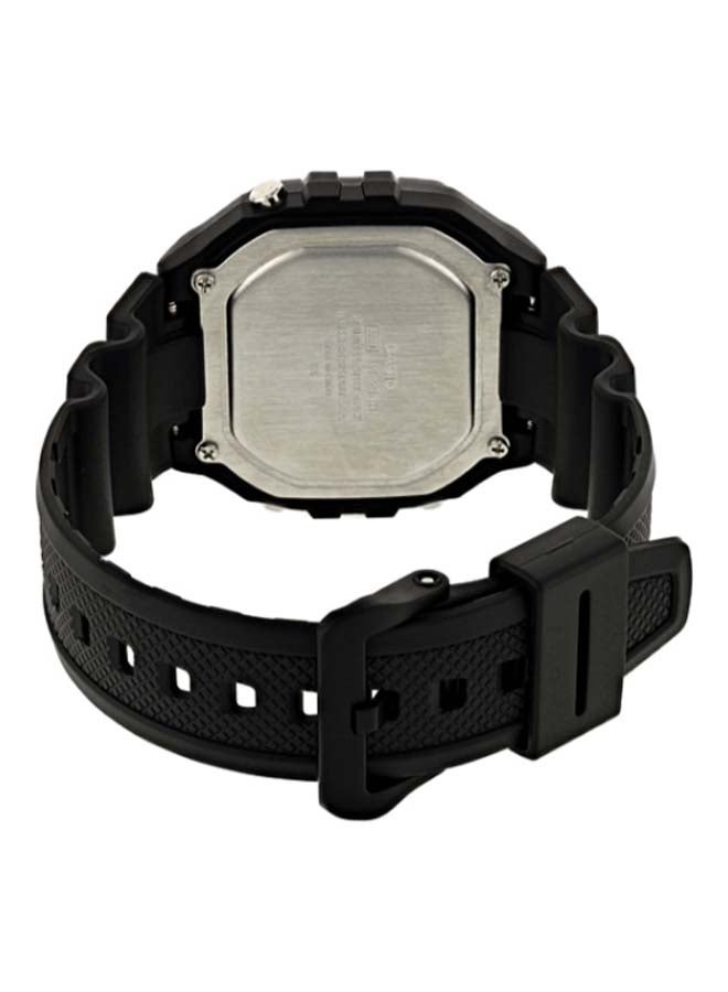 كاسيو ساعة يد رقمية كوارتز بسوار من الراتينج طراز W-737H-1AVDF لون أسود - 52 مم - أسود للرجال - Image 2