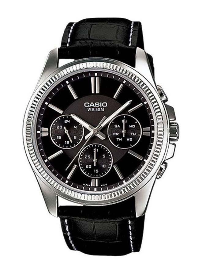 كاسيو ساعة يد إنتايسر بعقارب طراز MTP1375L-1A - قياس 49 مم - أسود للرجال - Image 1