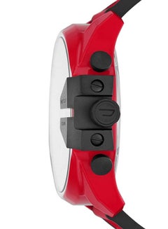 DIESEL Men's Mega Chief Round Shape Silicone Strap Chronograph Wrist Watch 51 mm - Red - DZ4526  - Image 3