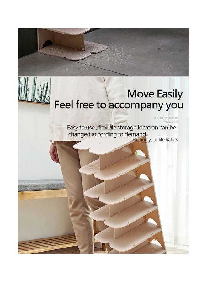 fashionhome Multi Steps Adjustable Plastic Shoe Organizer Rack Beige 26.3x24x66cm  - Image 3
