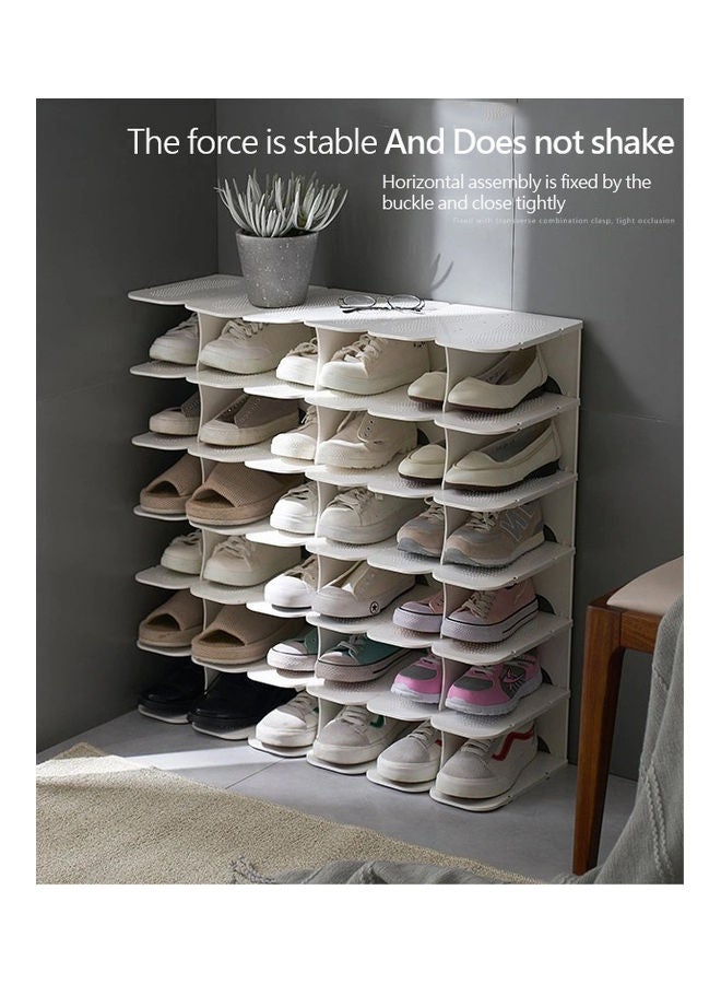 fashionhome - Multi Steps Adjustable Plastic Shoe Organizer Rack White 13.2x24x26.3cm - Image 1