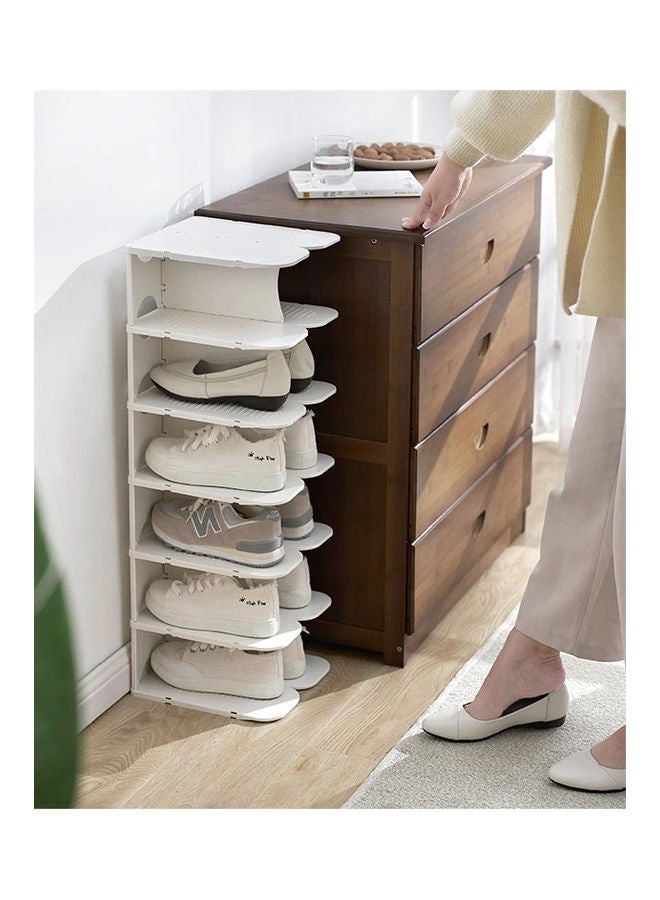 fashionhome - Multi Steps Adjustable Plastic Shoe Organizer Rack White 13.2x24x26.3cm - Image 1