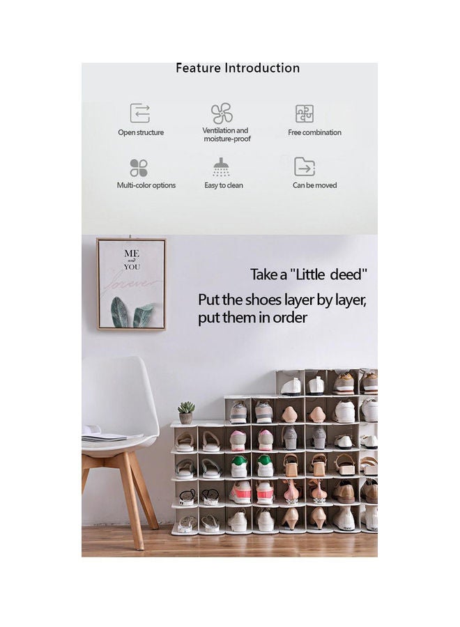 fashionhome - Multi Steps Adjustable Plastic Shoe Organizer Rack White 13.2x24x26.3cm - Image 1