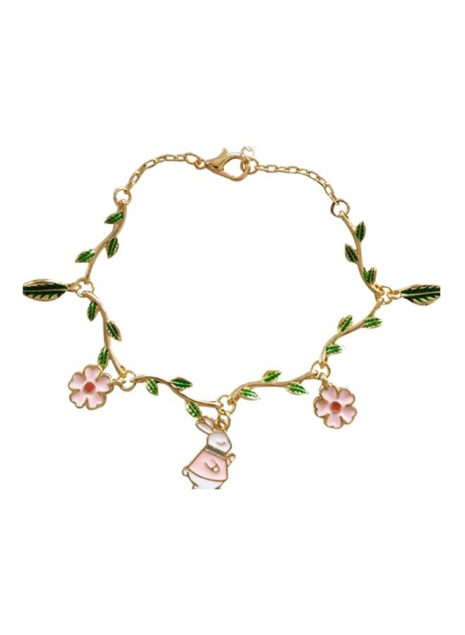 J&J Silver Leaves And Flowers Design Bracelet 