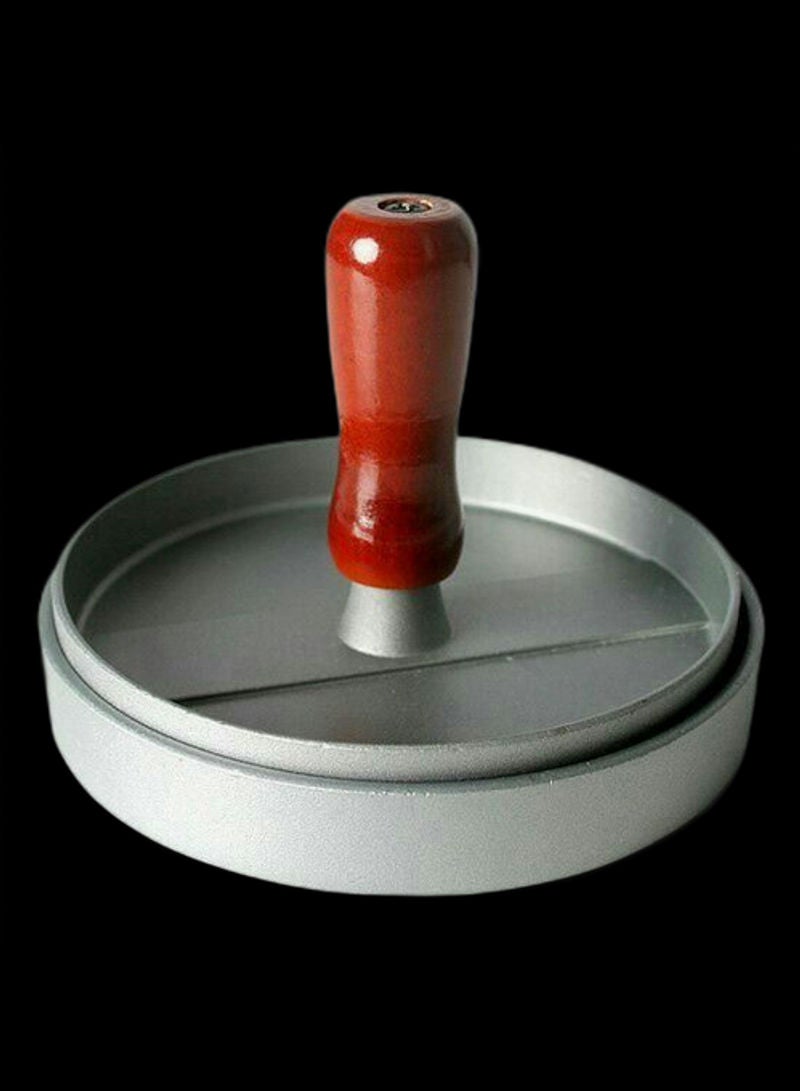 أداة معدنية لصنع قرص البرجر فضي/ أحمر داكن 12سم