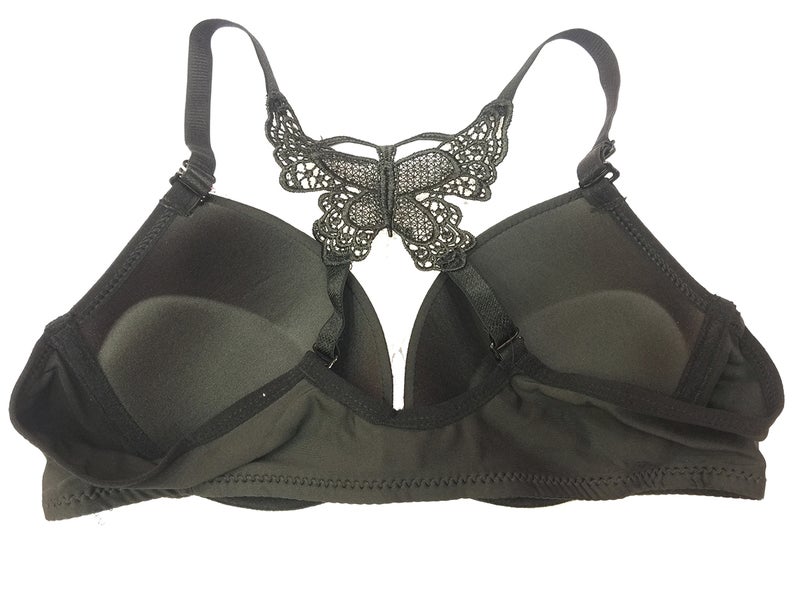 Front Open Padded Pushup Bra Grey - Image 3