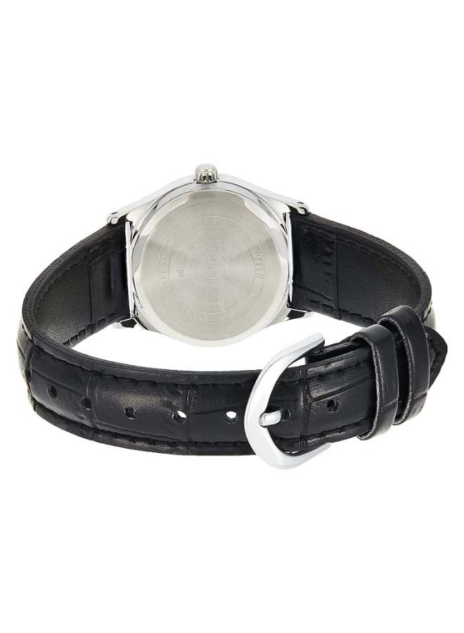 Women's Leather Analog Wrist Watch LTP-V006L-7BUDF - 26 mm - Black