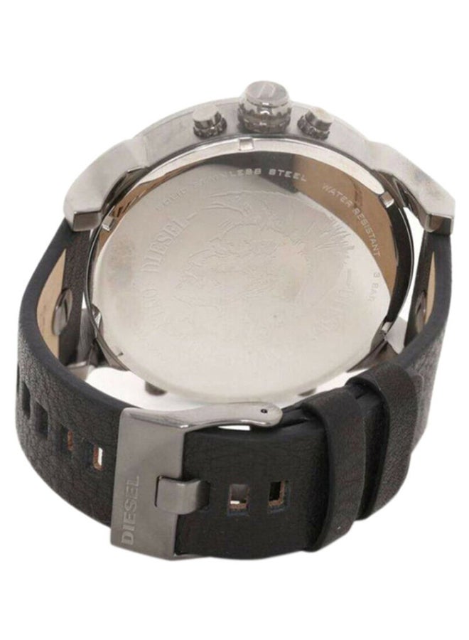 DIESEL Men's Mr. Daddy 2.0 Round Shape Leather Band Analog Wrist Watch 57 mm - Black - DZ7348 - Image 2